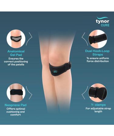 TYNOR Patellar Tendon Support Strap - Adjustable Neoprene Knee Brace with Gel Pad | 2 Pack for Men & Women | Ideal for Tendonitis Running Hiking Basketball and Tennis - One Size Black - Buy Online on GoSupps.com