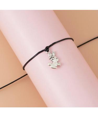 OralGos Happy Easter Bracelet - Adjustable Alloy Rabbit Pendant Wax Rope Braided Bracelet for a Festive Look - Buy Online on GoSupps.com
