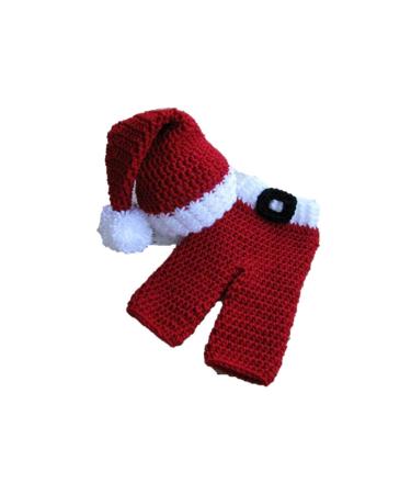 Baby Santa (Pants & hat) Newborn Baby Girl/Boy Crochet Knit Costume Photography Prop Outfits Red