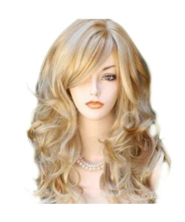 Bestland 65cm sexy golden blonde long large wave-mixed volume-loving wave-shaped wave with long bright-wife girl-hot full hair wig s cosplay costume