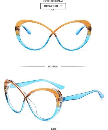 SERONI Large TR90 Butterfly Blue Light Blocking Glasses for Men & Women | Anti-UV Computer & Reading Glasses | Tea Blue 63mm - Buy Online on GoSupps.com