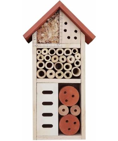 2 x Wooden Bee Hotels Insect House Natural Wood Garden Nesting Habitat Box Bug Butterfly Insects Outdoor Shelter - Buy Online on GoSupps.com