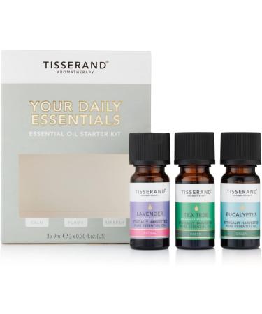 Tisserand Aromatherapy Daily Essentials Kit - Lavender Tea Tree Eucalyptus - 100% Natural Pure Essential Oils - 3x10ml - Buy Online on GoSupps.com