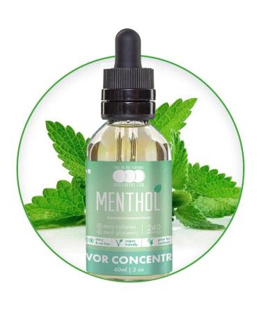 OOOFlavors Menthol Flavor Concentrate - Highly Concentrated Water-Soluble Menthol Liquid Flavored Drops - Sugar/Calories/Carbs Free Cooking Extracts and Flavorings for Beverages Desserts more - 2oz