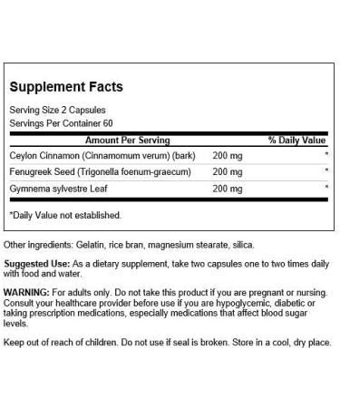 Swanson Full Spectrum Cinnamon, Fenugreek & Gymnema 120 Capsules - Buy Online on GoSupps.com
