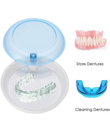 Portable Dnom Dose Orthodontic Holder | Suitcase for Storing & Cleaning Dentures | Rotating Tooth Storage Box - Sweet Blue - Buy Online on GoSupps.com