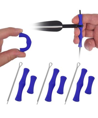 Elong outdoor 3 pairs archery finger protection silicone archery finger protector bowstring protective equipment finger tab Bowstring finger saver for hunting for youth adult beginners shoot blue