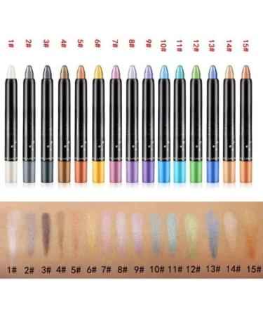 15 Colors Highlighter Eyeshadow Pencil Waterproof Glitter Eye Shadow Eyeliner Pen Shimmer Glitter Pearl Cream Eyeshadow Stick Pencil (11 Colorful Blue) - Buy Online on GoSupps.com