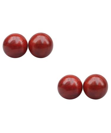 Tovinanna 4 pieces manual massage balls Massage ball made of wood baoding balls train chinese medicine balls wooden massage smooth wood muscle round ladies red bamboo classic rosewood
