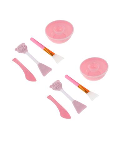 ERINGOGO 3 Ensembles Bol Masque Silicone Brosse Double T te Silicone Ours pour M lange et Application de Masques Kit Portable de Soins pour Peau Rose