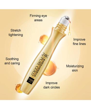 24K Gold Anti-Wrinkle Under Eye Cream - Reduces Dark Circles & Puffiness Hyaluronic Acid 15 ML - Anti-Aging Daily Treatment - Buy Online on GoSupps.com