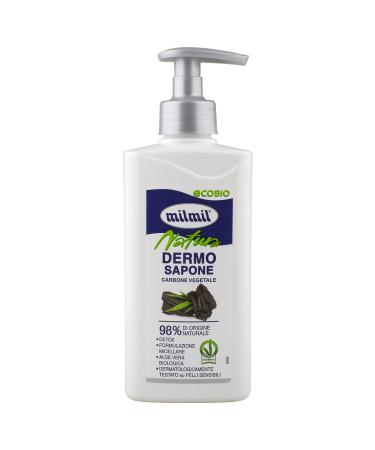 Milmil Milmil Dermo Nature Liquid Soap with Vegetable Charcoal and Aloe Vera Hand and Face Soap with Detoxifying Function Certified Vegan Dermatologically Tested - 300 ml