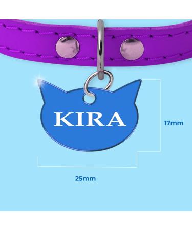 Ibera Gifts - Personalized Engraved Cat Head Collar Name Tag Medallion for Small to Large Cats - Custom Blue Plaque Tag - Buy Online on GoSupps.com