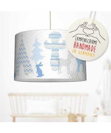 Lovely label loving ceiling lamp indian animals for children's room baby room 30 x 20 cm - decoration ceiling lamp boy complete with lampshade & lamp - baby children lamp ceiling - blue beige / beige