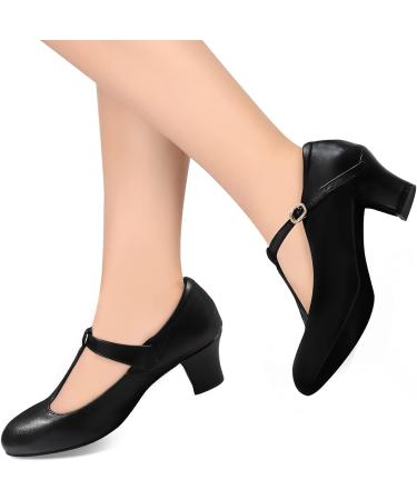 Women's Black T-Strap Latin Ballroom Dance Heels - Size 7 Wedding Pumps - Buy Online on GoSupps.com