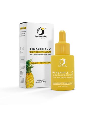 Just Peachy Pineapple-C Glow Boosting Serum With Vitamin C Hyaluronic And Kakadu I Non Irritating I Reduces Pigmentation | For Dull Uneven Skin | Face Serum 30 Ml