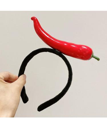 Lurrose Plush Chili Pepper Headband - Fun Vegetable Hairband for Weddings & Girls | Bridal Hair Accessories in Red - Buy Online on GoSupps.com