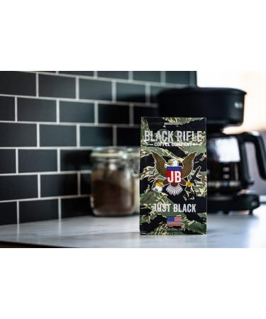 Black Rifle Coffee Just Black Medium Roast Ground Coffee - 12 oz Bag | Cocoa & Vanilla Aroma | Bold Taste with Smooth Buttery Finish | Supports Veterans & First Responders - Buy Online on GoSupps.com