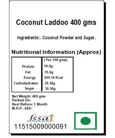 Ghasitaram Gifts Indian Sweets - Coconut Laddoo 400 GMS (400gms) - Buy Online on GoSupps.com
