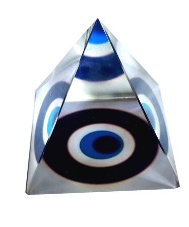 Aashita Creations Feng Shui Crystal Evil Eye Pyramid for Vastu Correction & Spiritual Healing (5 Cms) (1 Pc)