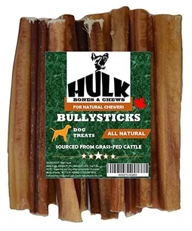 HULK Pet Products 6-inch Bully Sticks for Dogs (Pack of 10) - Natural Scent & Long Lasting Dog Dental Chew Made of Beef Pizzle Sourced from Grass-Fed Cattle with No Artificial Flavor 22.5 g (Pack of 10)