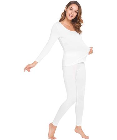 WiWi Women's Ultra Soft Bamboo Long Johns Set - Pure White - XX-Large - Buy Online on GoSupps.com