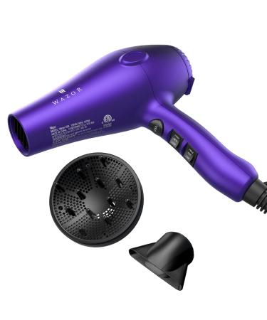 Purple Professional Light Weight Hair Dryer 1875W Tourmaline Ceramic Negative Ionic Blow Dryer with Diffuser & Concentrator & Comb