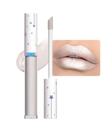 evpct 1Pcs Floral White Metallic Shimmer Glitter Lip Gloss Liquid Lipstick Long Lasting Waterproof 24 Glitter Pearlescent Metallic Sparkly Liquid Lipsticks Lip Stains Makeup Set for Women 11 1 Count (Pack of 1) 1Pcs-11# Floral White
