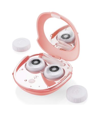 Contact Lens Cleaner, OFONE Fast Vibration Rechargeable Contact Lens Cleaner Case with Mirror & Remover Applicater Portable Contact Lens Cleaning Machine for Travel & Home (Pink)