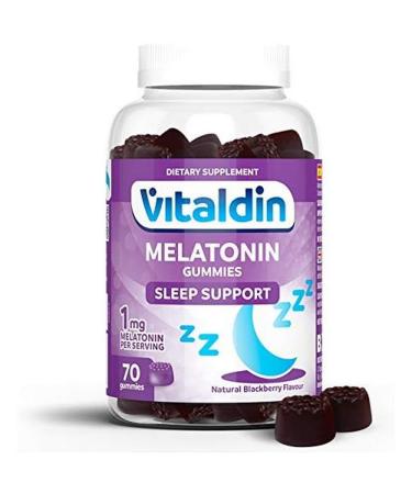VITALDIN Melatonin Gummies - 1mg per dose - 70 gums (for 2 months) Blackberry Flavor - Helps Improve Sleep Quality - Gluten Free - for Kids and Adults