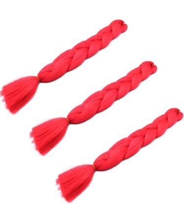 Buy 24 Jumbo Braids - Kanecalon Synthetic Crochet Hair Extensions (3 Bundles) - Afro Box Braiding in Red - 60cm - Buy Online on GoSupps.com