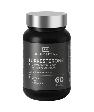 Recalibrate Me Turkesterone 600mg Muscle Growth and Recovery Energy Mood and Focus - 60 Vegetable Capsules Non-GMO Vegan