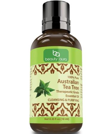 Beauty Aura Therapeutic Grade Essential Oil Set | Our 6 Best Six Scents | Lavender Eucalyptus Lemon Peppermint Sweet Orange & Tea Tree | 6 x 0.33 Fl.oz. (10 ml) | 100% Pure & Undiluted - Buy Online on GoSupps.com