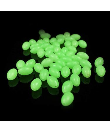 OriGlam 100pcs Plastic Luminous Glow Fishing Beads Eggs, Glow in The Dark, Assorted Plastic Oval Round Shaped Glow Eggs, Rubber Fishing Beads Plastic Rig Beads