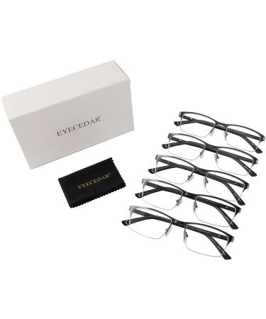 EYECEDAR 5-Pack Reading Glasses Men Blue Light Blocking Half Frame Rectangle Style Spring Hinges Readers 1.75 Metal Grey 1.75 x - Buy Online on GoSupps.com