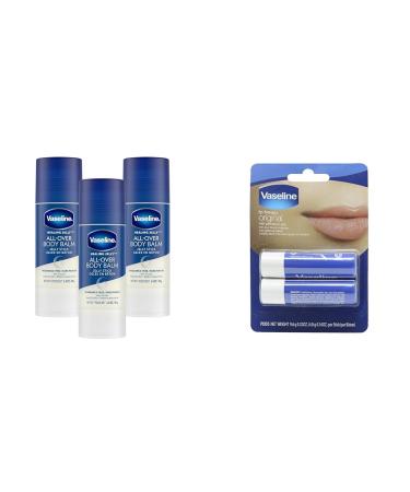Vaseline Healing Jelly All Over Body Balm Jelly Stick dry skin relief gel moisturizer Original Petroleum Jelly for hard to reach spots 40 g (Pack of 3) & Lip Therapy Original 2x4.8g Skin Moisturizer+ 2 Pack