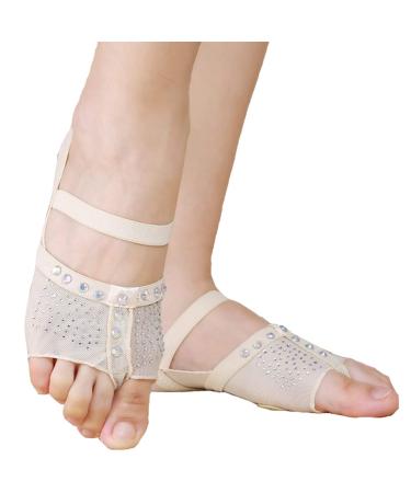 Calcifer White/Black Belly/Ballet Dance Socks Dance Toe Pad Practice Shoes Foot Thong Protection White Small