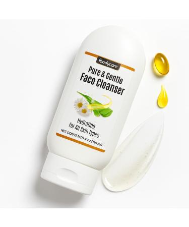 ibodycare Aloe Chamomile Face Cleanser for Sensitive Skin Sulfate Free Paraben Free Fragrance Free Daily Face Wash Gentle Natural Cleanser for Women and Men 4 oz