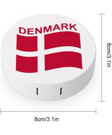 Denmark Flag Round Contact Lens Kit - Portable Storage Box with Mirror | Cute Lens Holder - Buy Online on GoSupps.com