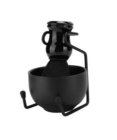 3Pcs Men Shaving Set Alloy Stand Holder + Stainless Steel Soap Bowl + Nylon Beard Brush Mustache Care Set (3-piece set)