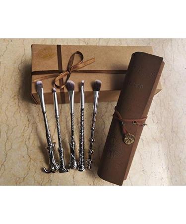 Wizard Wand Makeup Brush Set Magic and Witchcraft Eyeshadow Brush with Faux Leather Makeup Brush Roll (Treasure Map) - Buy Online on GoSupps.com