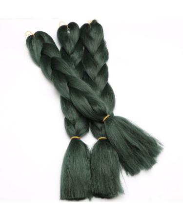 Dark Green Jumbo Braids Hair Extension - 3pcs 24inch 100g/pc for Box Braiding - Buy Online on GoSupps.com