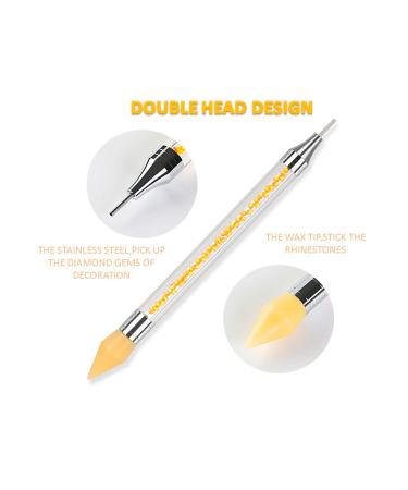 2-Piece Dual-Ended Strass Picker Tool Set for Nail Art - White & Pink - Perfect for Crystals Studs & DIY Decoration - Buy Online on GoSupps.com