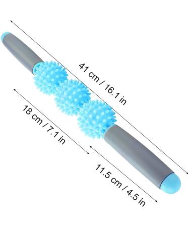 Massage Roller for Legs - Muscle Stick with 5 Spiky Balls for Cellulite Relief | Blue Thigh Arm & Waist Massager - Buy Online on GoSupps.com