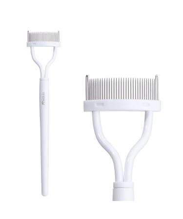 Eyelash Comb Eyebrow Brush MSQ Eyelash Separator Mascara Applicator Eyelash Definer With Comb Cover Arc Designed Cosmetic Brushes Tool (White 1PCS)