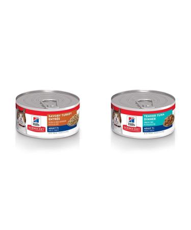 Hill's Science Diet Senior 7+ Canned Cat Food Savory Turkey Entr e | Tender Tuna Dinner (5.5 oz 48 Packs)
