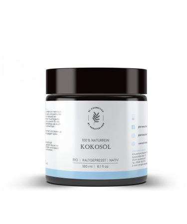 Herballand organic coconut oil 180ml glass intellers - skin care coconut fat native cold pressed unaffected - coconut oil for skin & hair - in premium quality - Buy Online on GoSupps.com