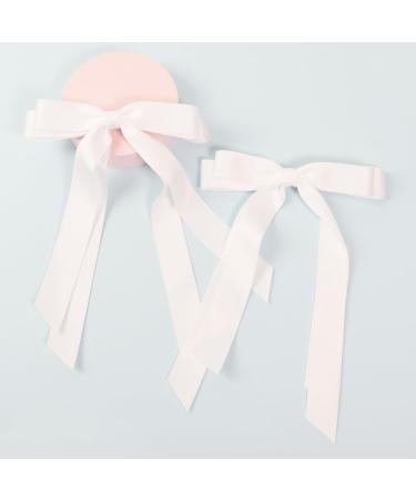 2 Pack White Hair Bows for Women Bow Hair Clips French Barrette with Long Silky Satin Hair Ribbons for Women Girls(White) - Buy Online on GoSupps.com