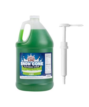 ZippySweets - Lime Snow Cone Syrup with Complimentary Pump 1 Gallon - Makes Up to 128 Snow Cones Perfect Shaved Ice Flavour Refreshing Shaved Ice Syrup for Parties & Summer Fun