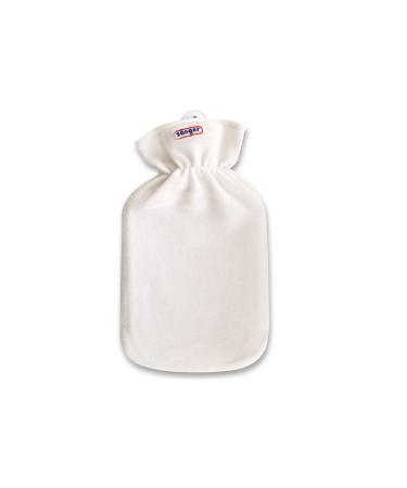 Hot water bottle with fleece cover 2.0 liters (white)